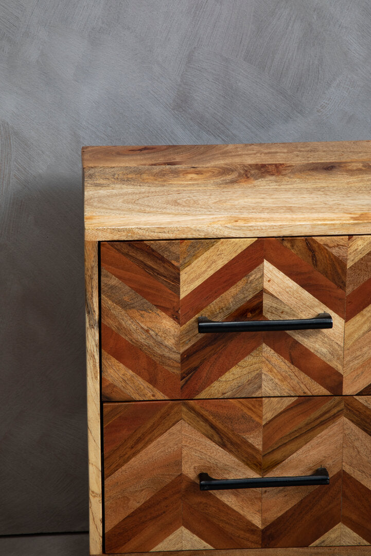 Cordoba Two Drawer Bedside Table in Mango Wood