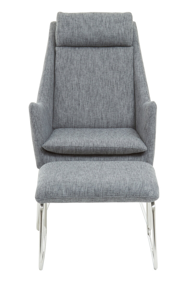 Devon Grey Fabric Lounge Chair And Footstool Set