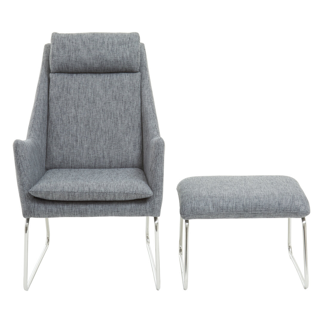 Devon Grey Fabric Lounge Chair And Footstool Set