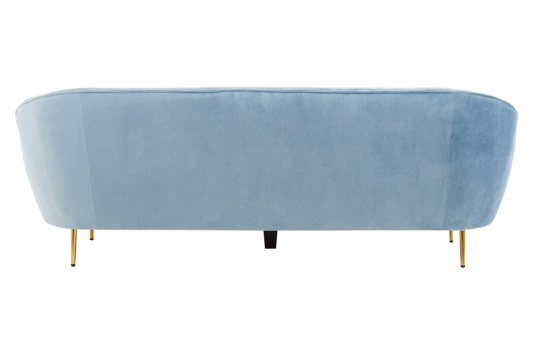 Hudson 3 Seat Aqua Blue Velvet Sofa