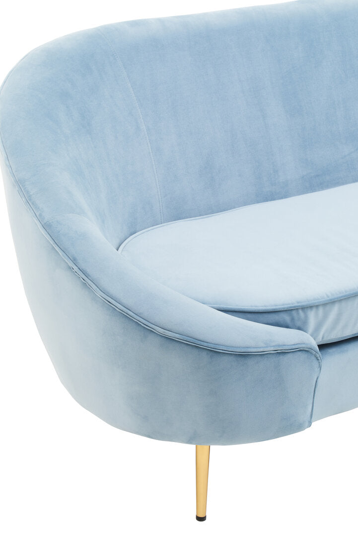 Hudson 3 Seat Aqua Blue Velvet Sofa
