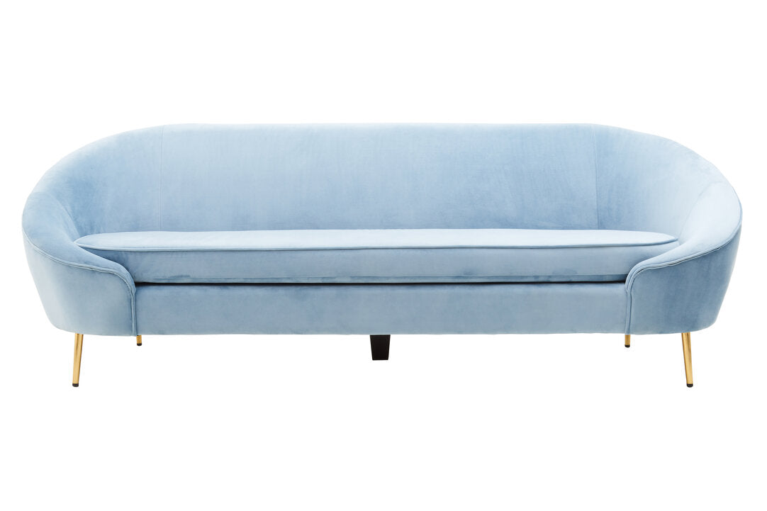 Hudson 3 Seat Aqua Blue Velvet Sofa