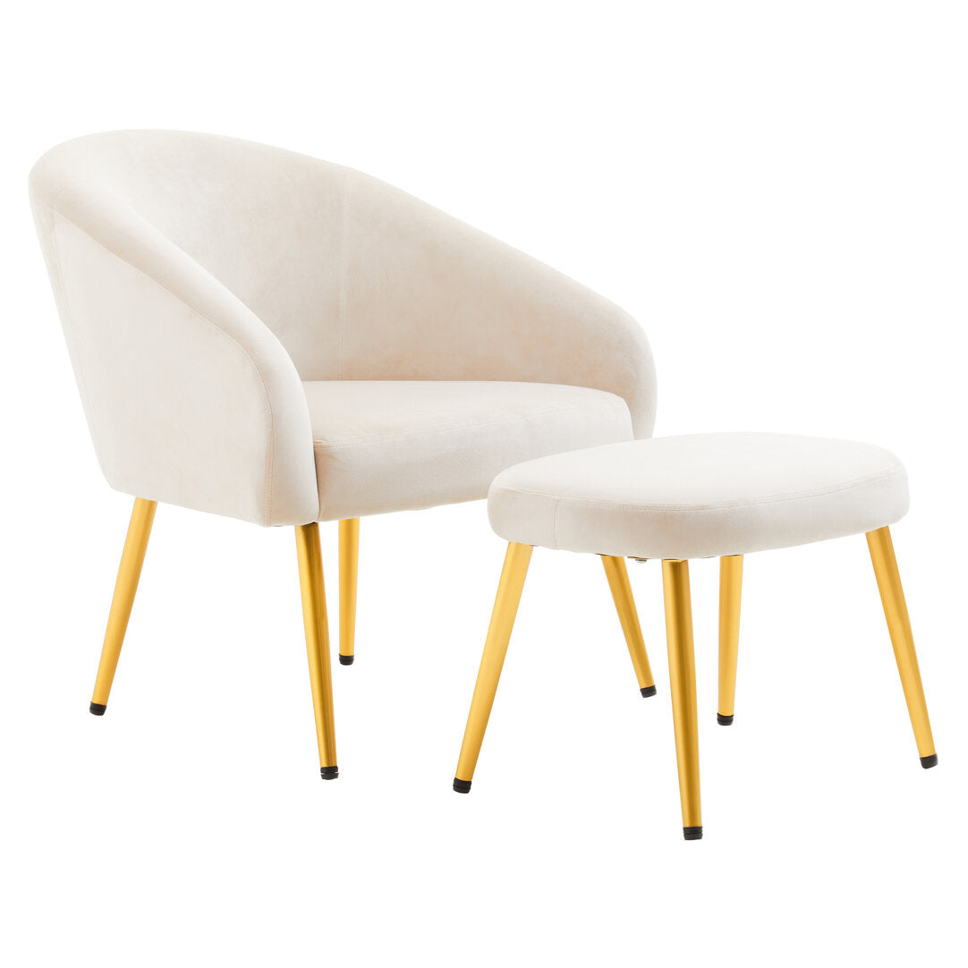 Hudson Beige Chair And Footstool