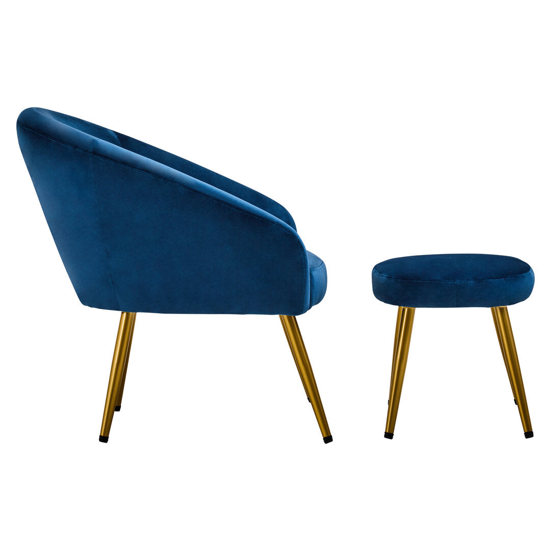 Hudson Midnight Blue Chair And Footstool