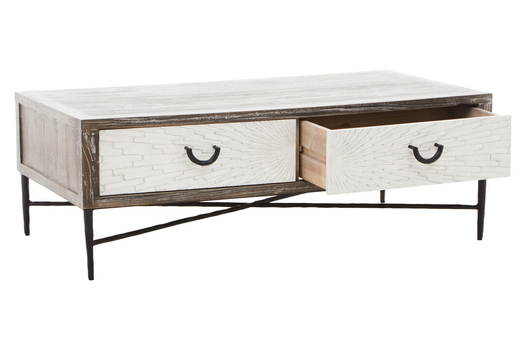 Notting 2 Drawer Recycled Elm Wood Coffee Table