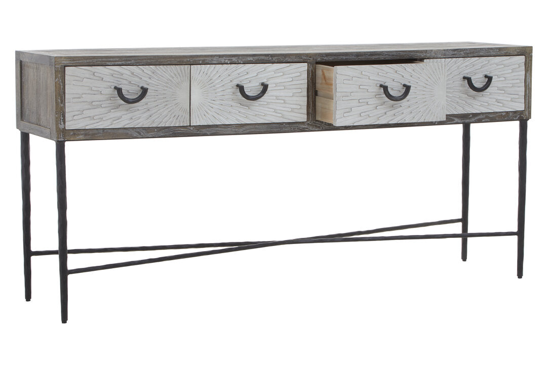 Notting Four Drawer Elm Wood Console Table