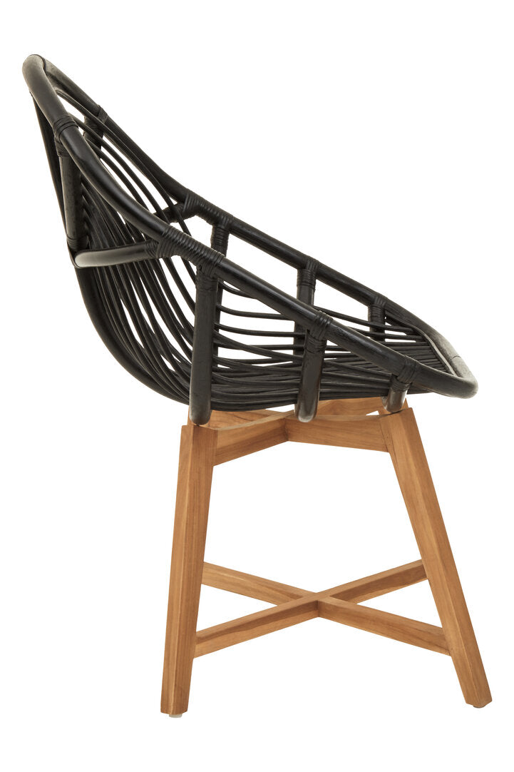 Cambridge Black Natural Rattan And Teak Chair