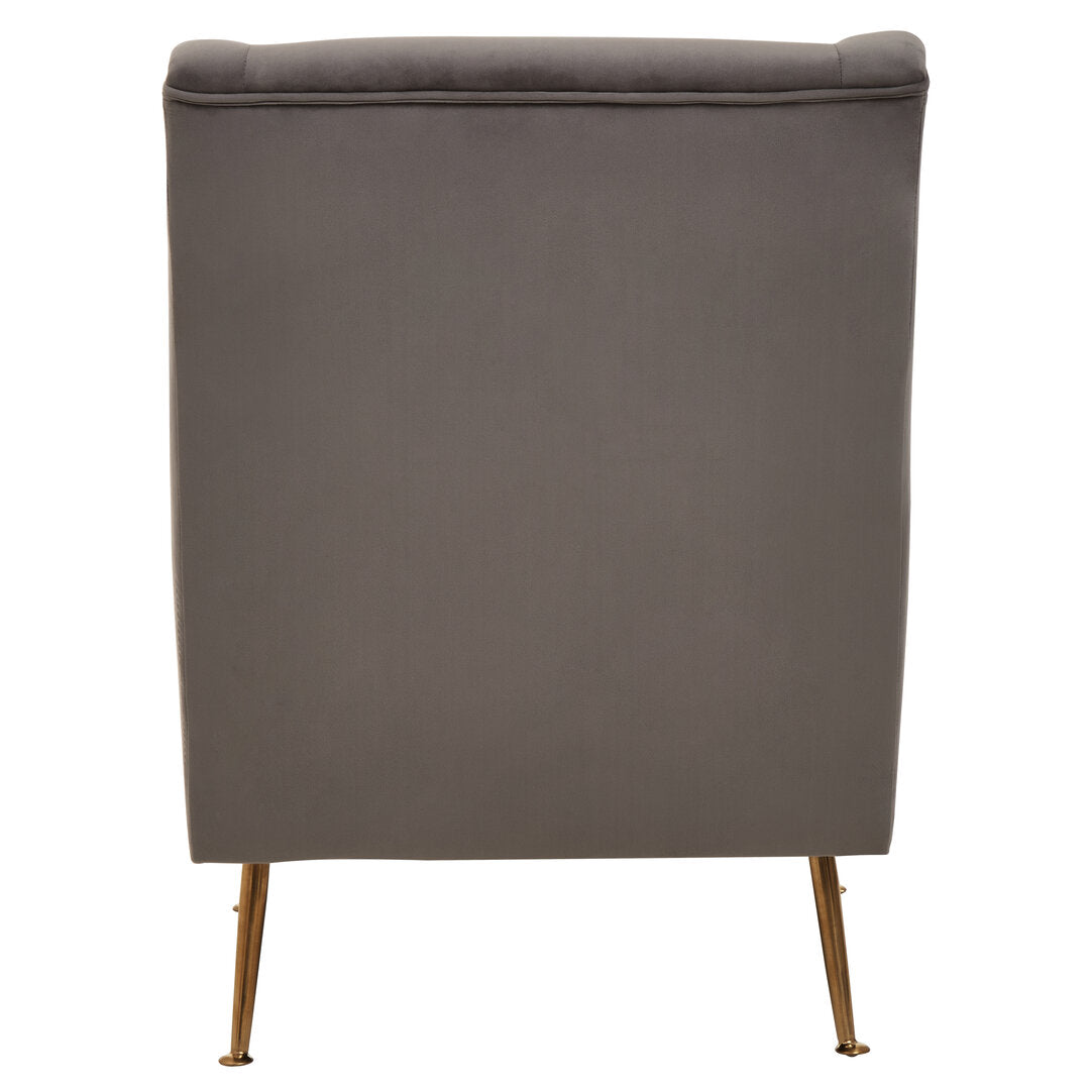 Lisbon Grey Velvet Chair With Gold Finish Legs