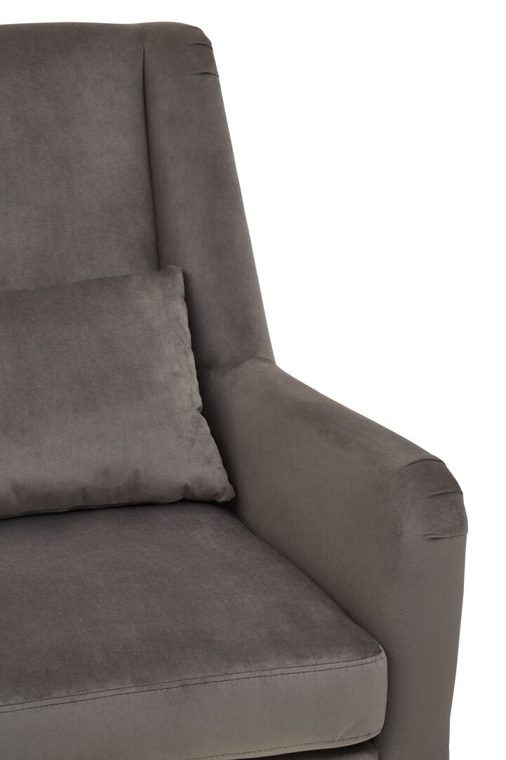 Lisbon Grey Velvet Chair With Gold Finish Legs
