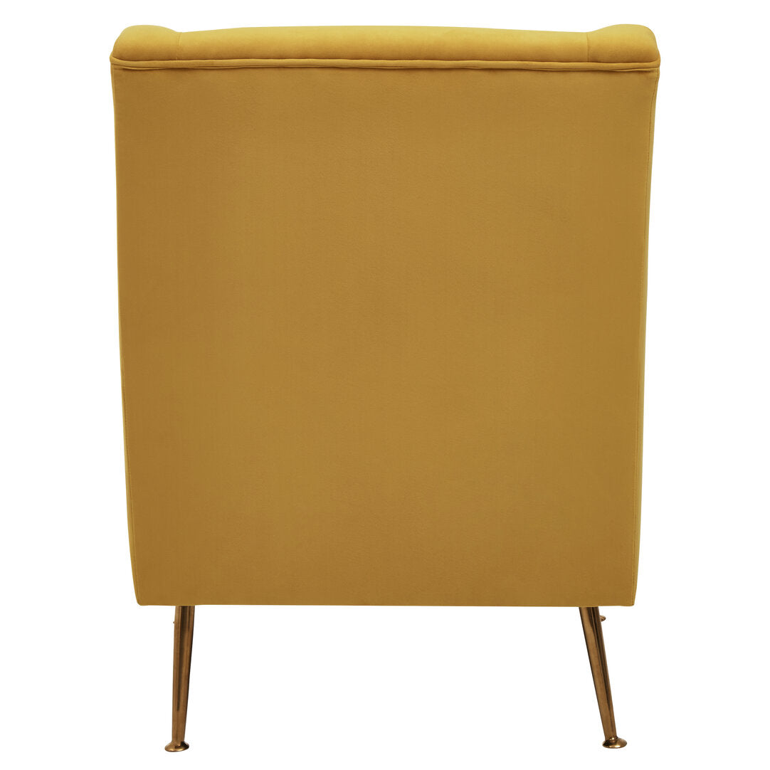 Lisbon Velvet Chair With Gold Finish Legs Yellow