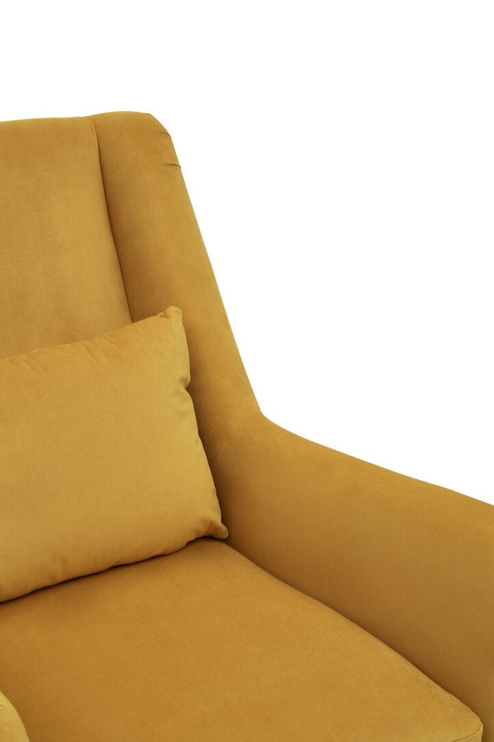 Lisbon Yellow Velvet Chair With Gold Finish Legs