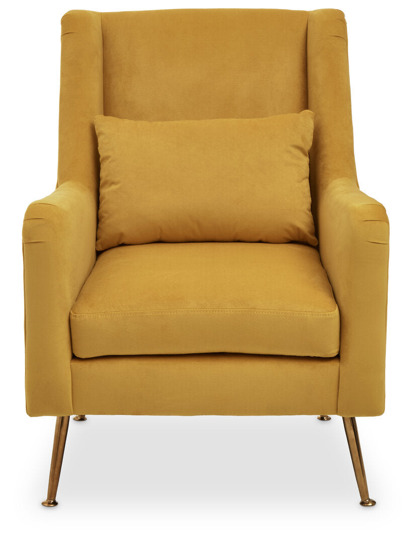 Lisbon Yellow Velvet Chair With Gold Finish Legs