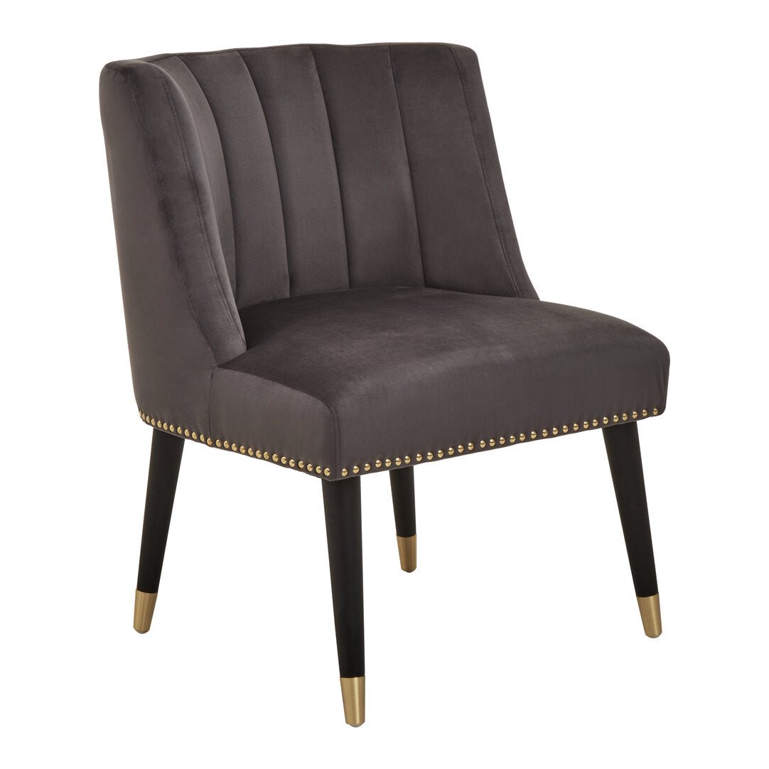 Lisbon Grey Velvet Chair With Black Legs