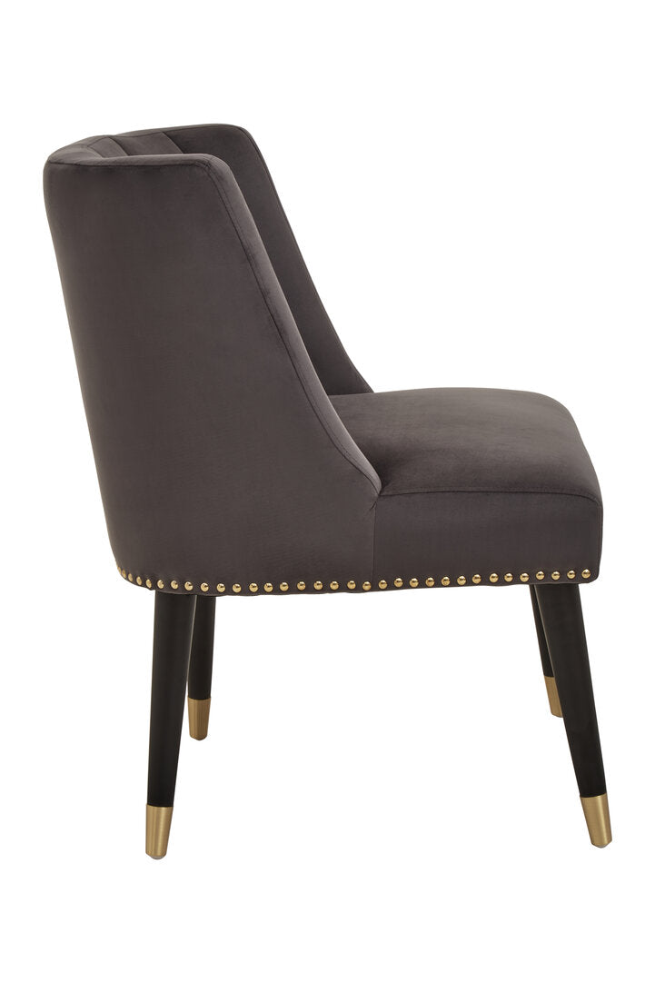 Lisbon Grey Velvet Chair With Black Legs