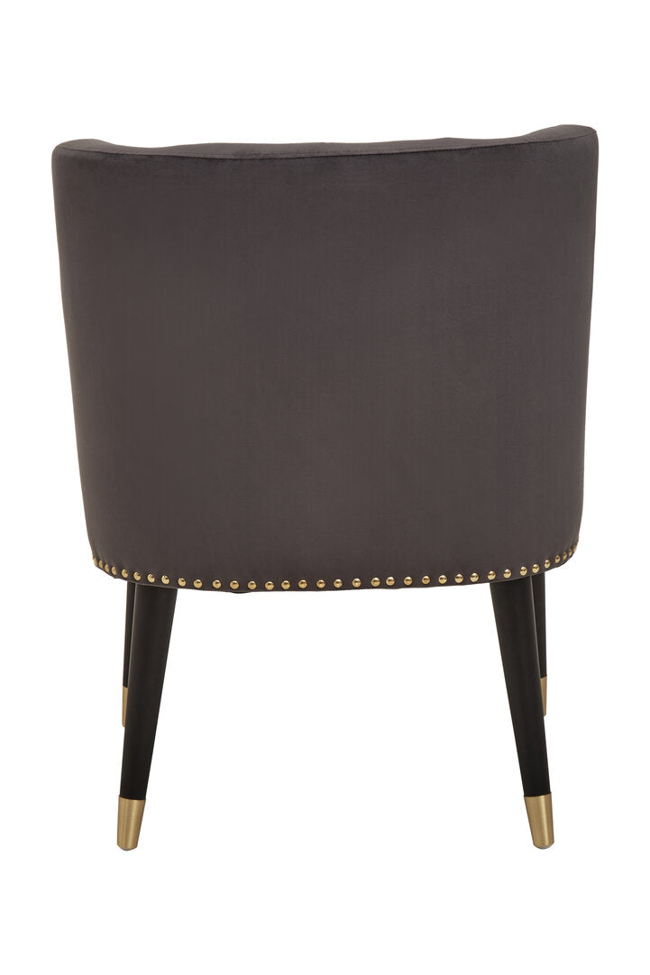 Lisbon Grey Velvet Chair With Black Legs