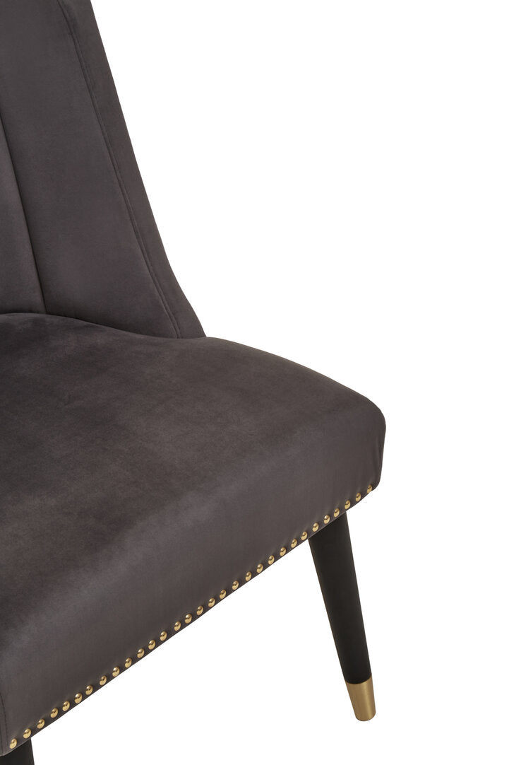 Lisbon Grey Velvet Chair With Black Legs