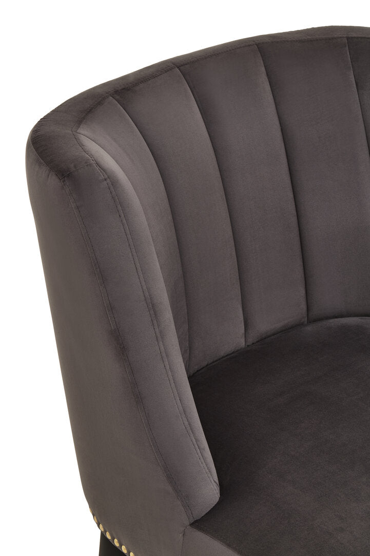Lisbon Grey Velvet Chair With Black Legs