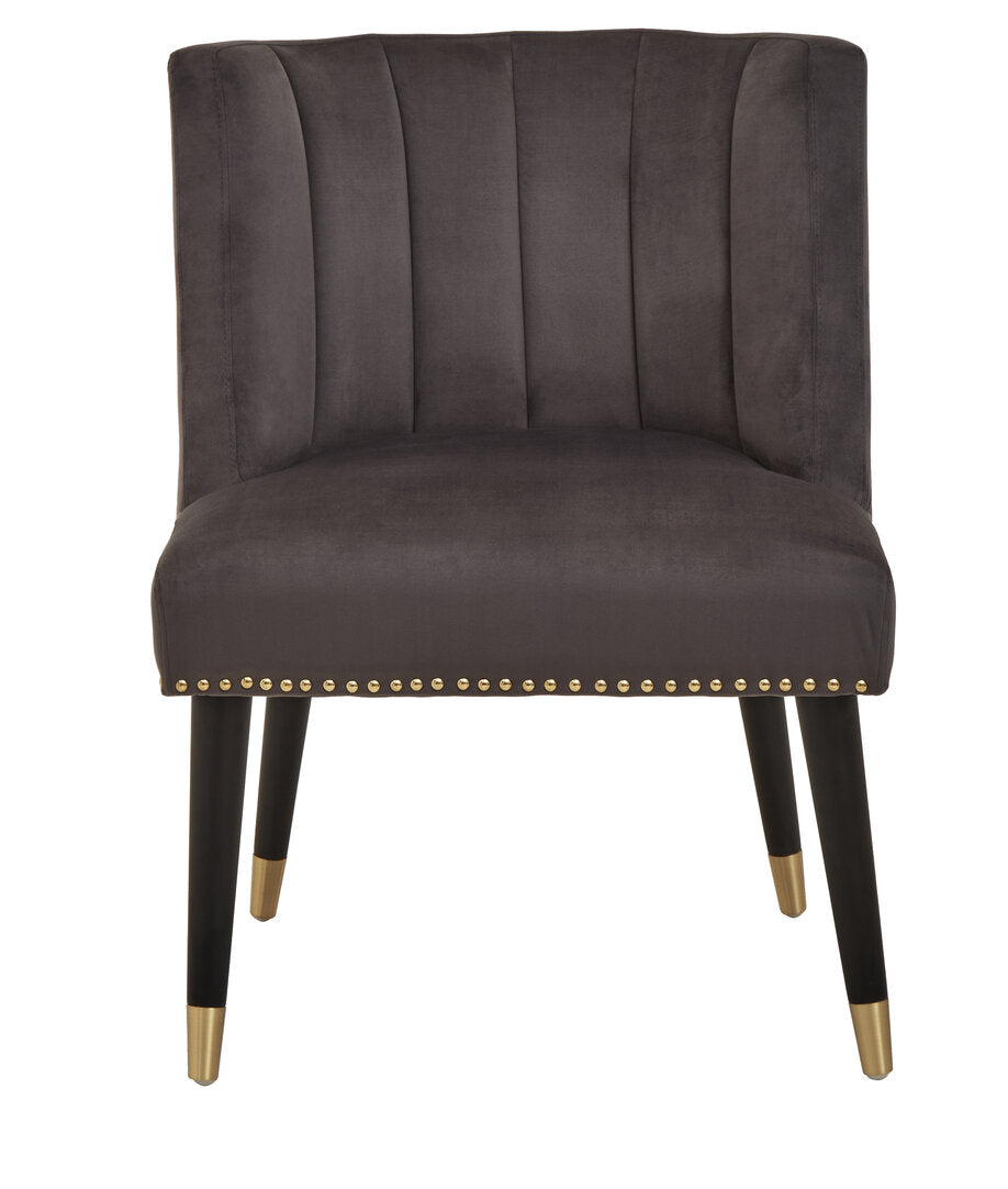 Lisbon Grey Velvet Chair With Black Legs