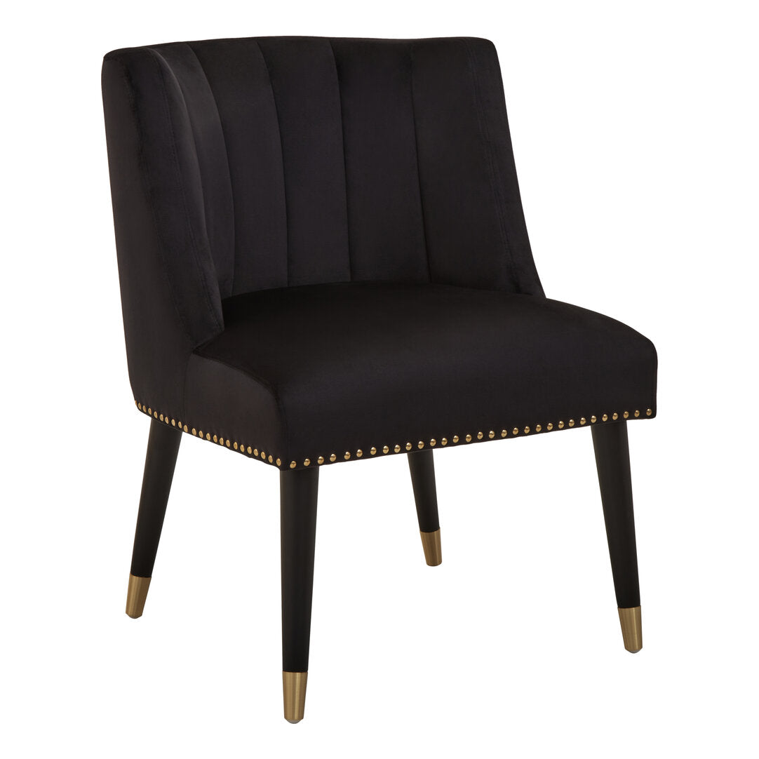 Lisbon Velvet Chair With Black Legs Black