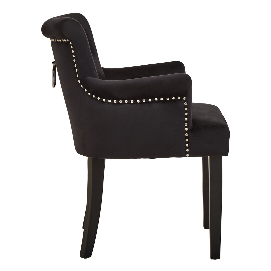 Lisbon Black Velvet Chair With Ring Back