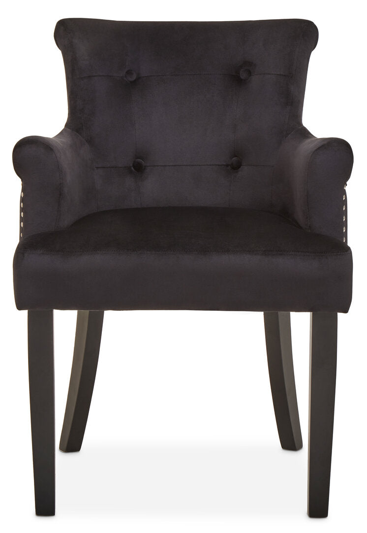 Lisbon Black Velvet Chair With Ring Back