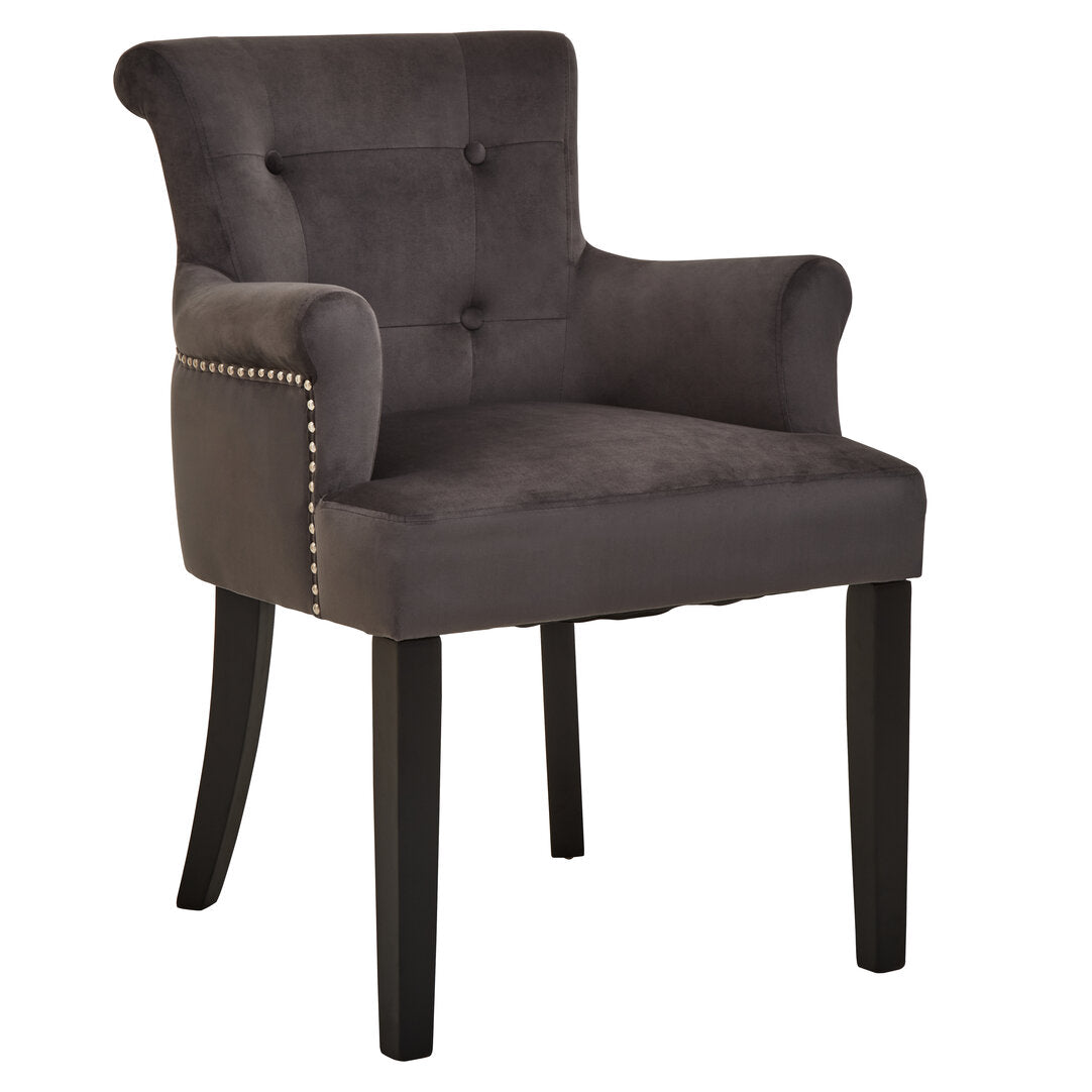 Lisbon Velvet Chair With Ring Back Grey