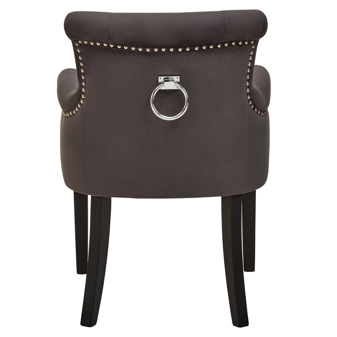 Lisbon Velvet Chair With Ring Back Grey