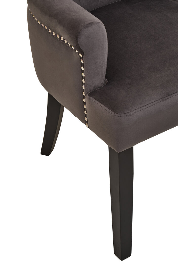 Lisbon Grey Velvet Chair With Ring Back