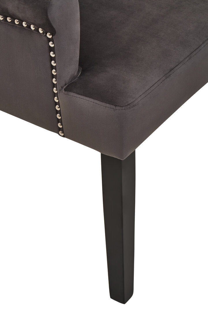 Lisbon Grey Velvet Chair With Ring Back