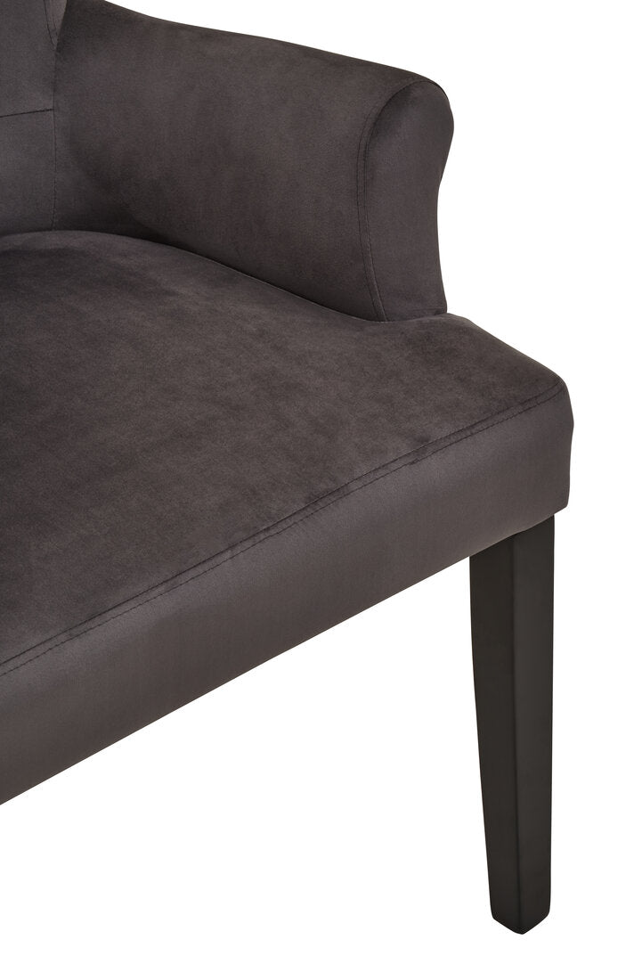 Lisbon Grey Velvet Chair With Ring Back