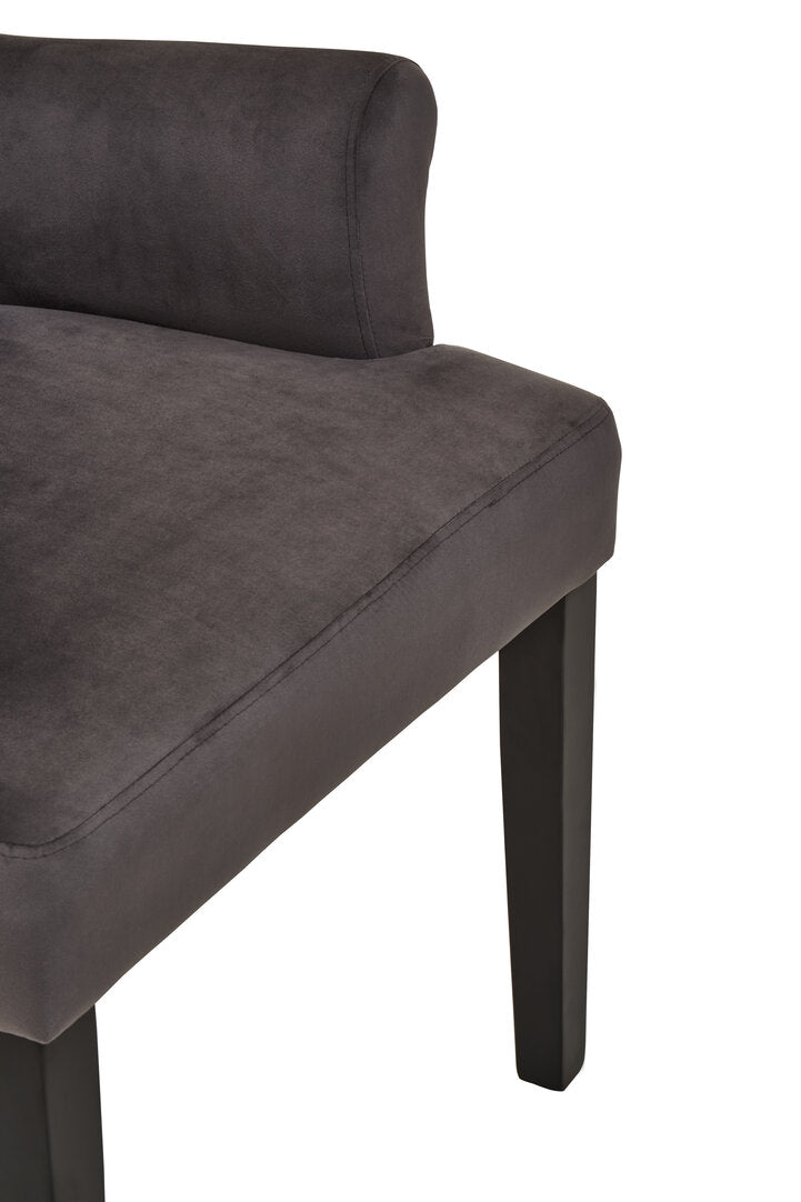 Lisbon Grey Velvet Chair With Ring Back