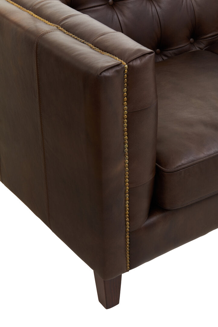 Bath Three Seater Tufted Back Leather Sofa