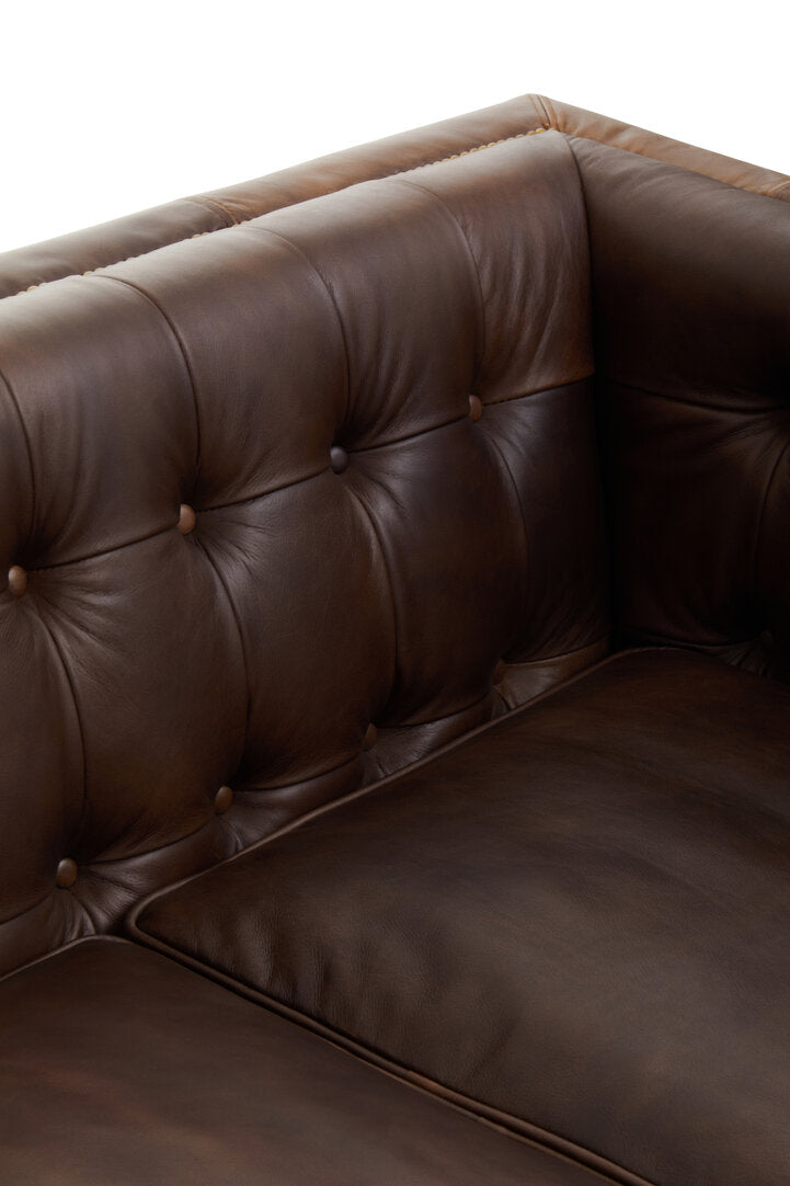 Bath Three Seater Tufted Back Leather Sofa