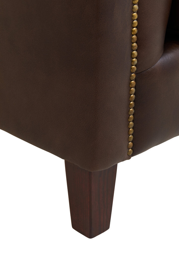 Bath Three Seater Tufted Back Leather Sofa