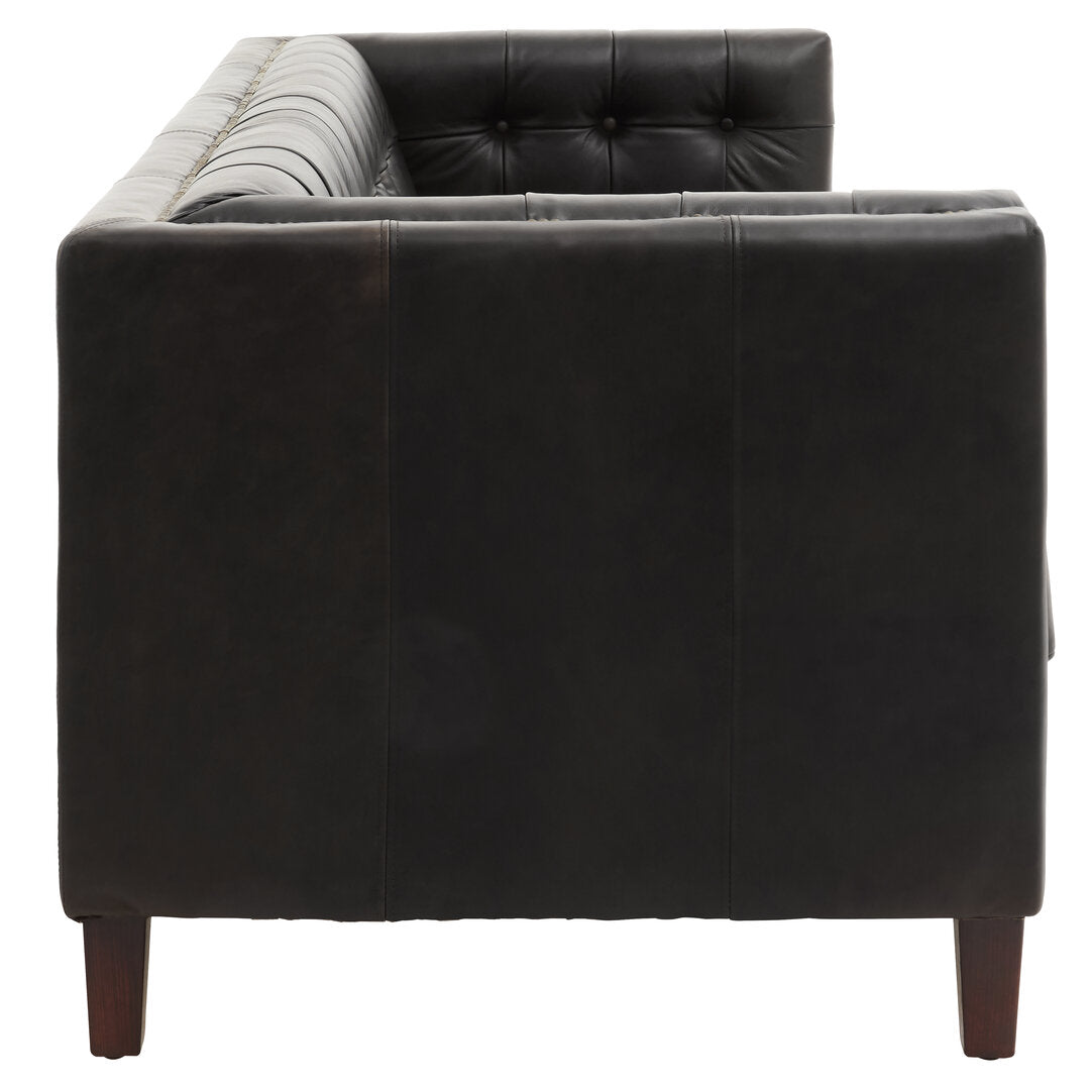Bath Three Seater Antique Ebony Leather Sofa