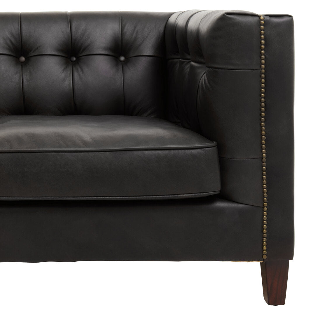 Bath Three Seater Antique Ebony Leather Sofa