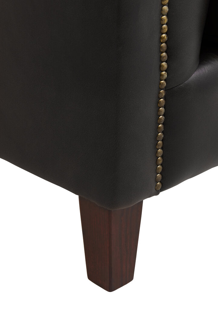 Bath Three Seater Antique Ebony Leather Sofa