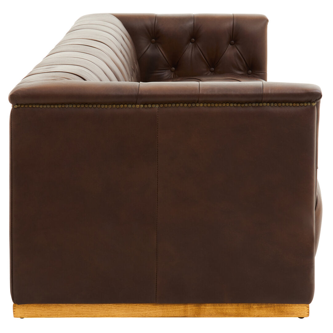 Bath Three Seater Tufted Leather Sofa