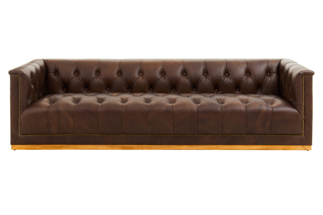 Bath Three Seater Tufted Leather Sofa