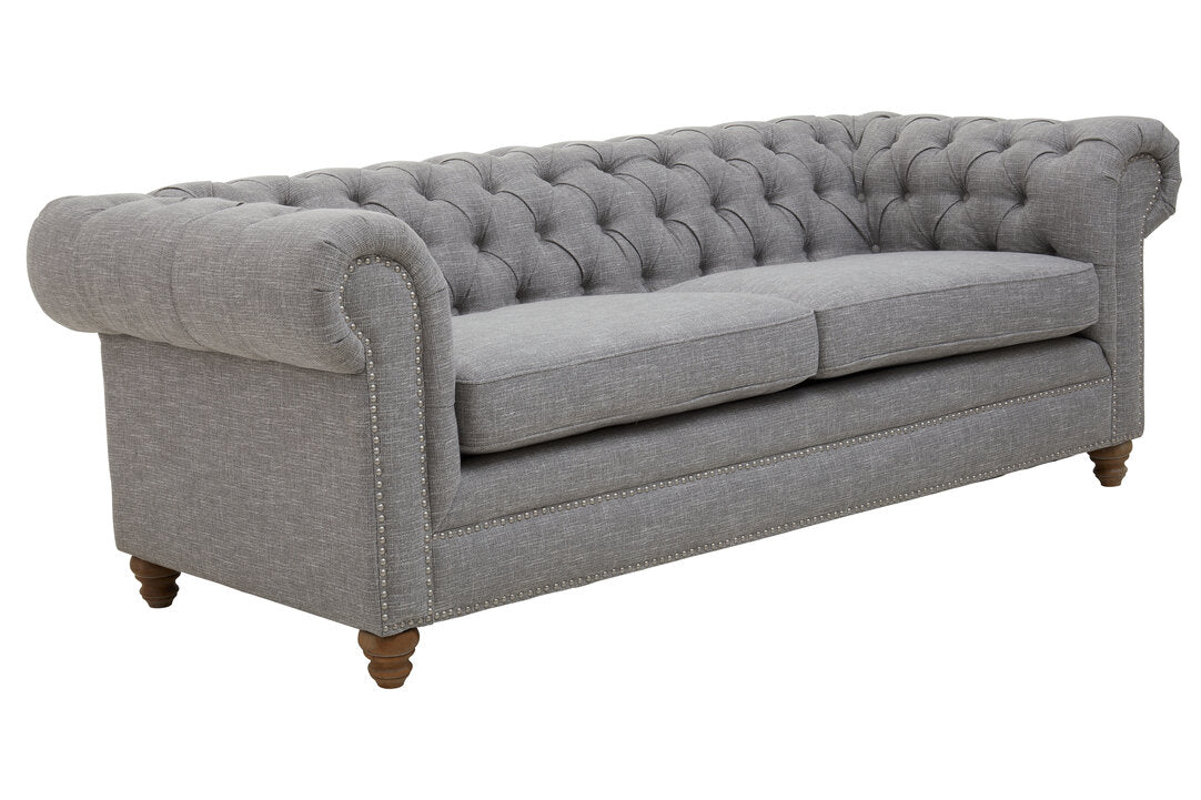 Seville Three Seat Grey Linen Sofa