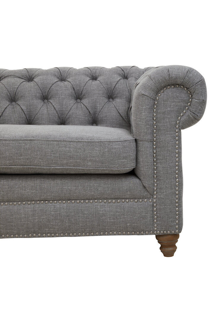 Seville Three Seat Grey Linen Sofa