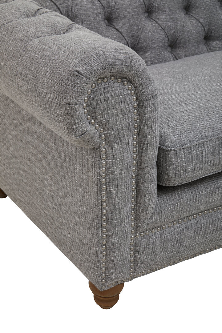 Seville Three Seat Grey Linen Sofa