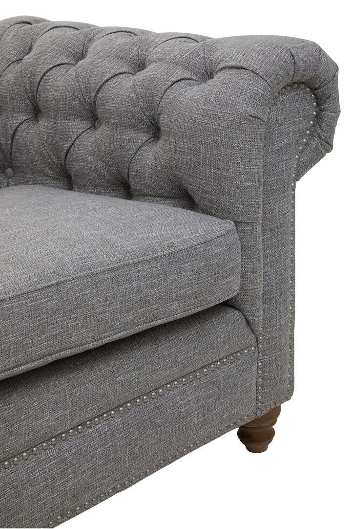 Seville Three Seat Grey Linen Sofa