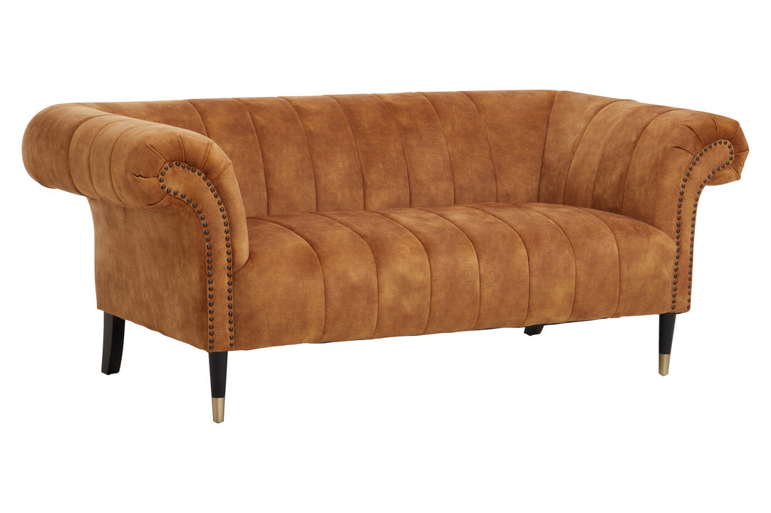 Milan Two Seat Gold Velvet Sofa