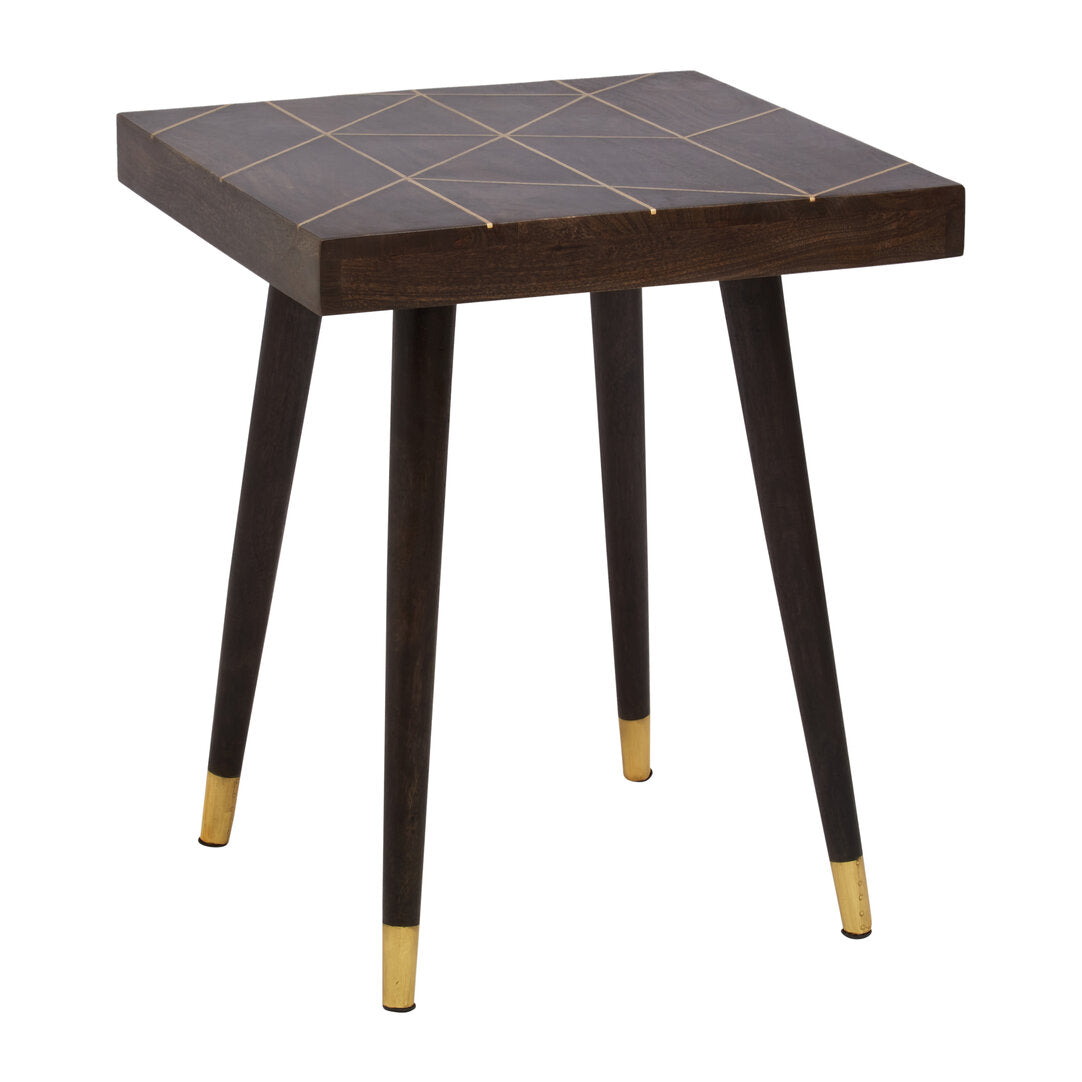 Penzance Mango Wood And Gold Tip Legs Side Table