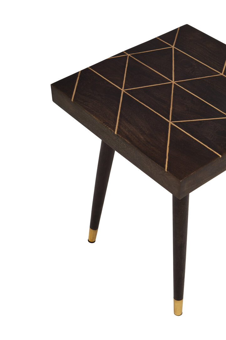 Penzance Mango Wood And Gold Tip Legs Side Table