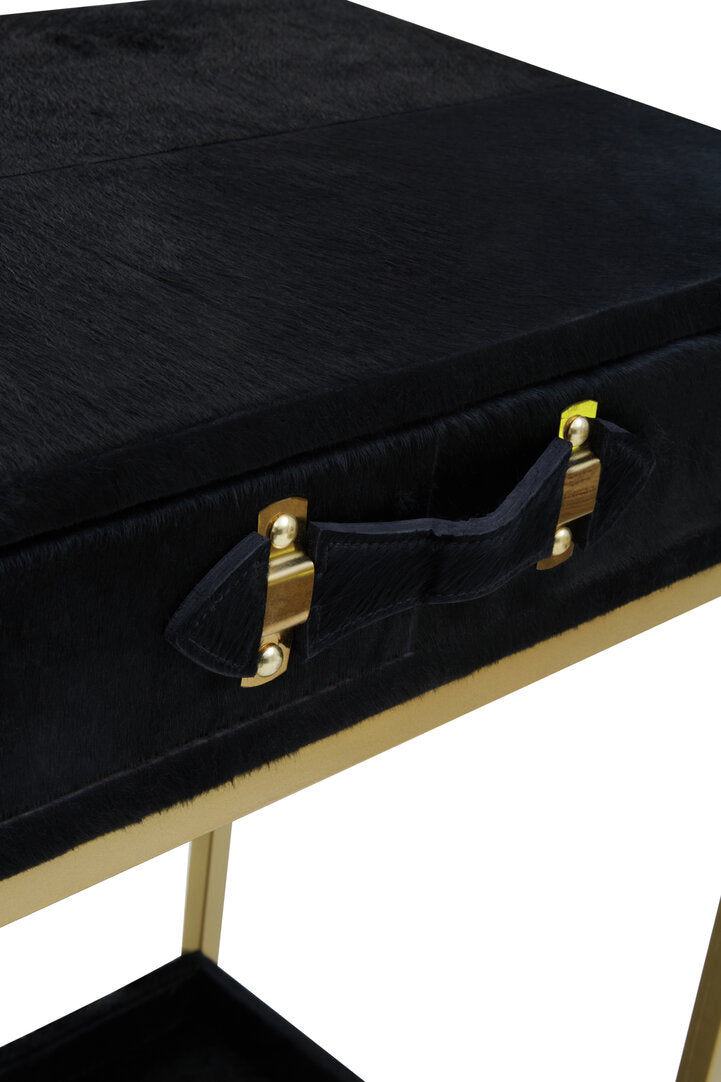 Vienna Townhouse Hair on Leather Two Drawer Console Table