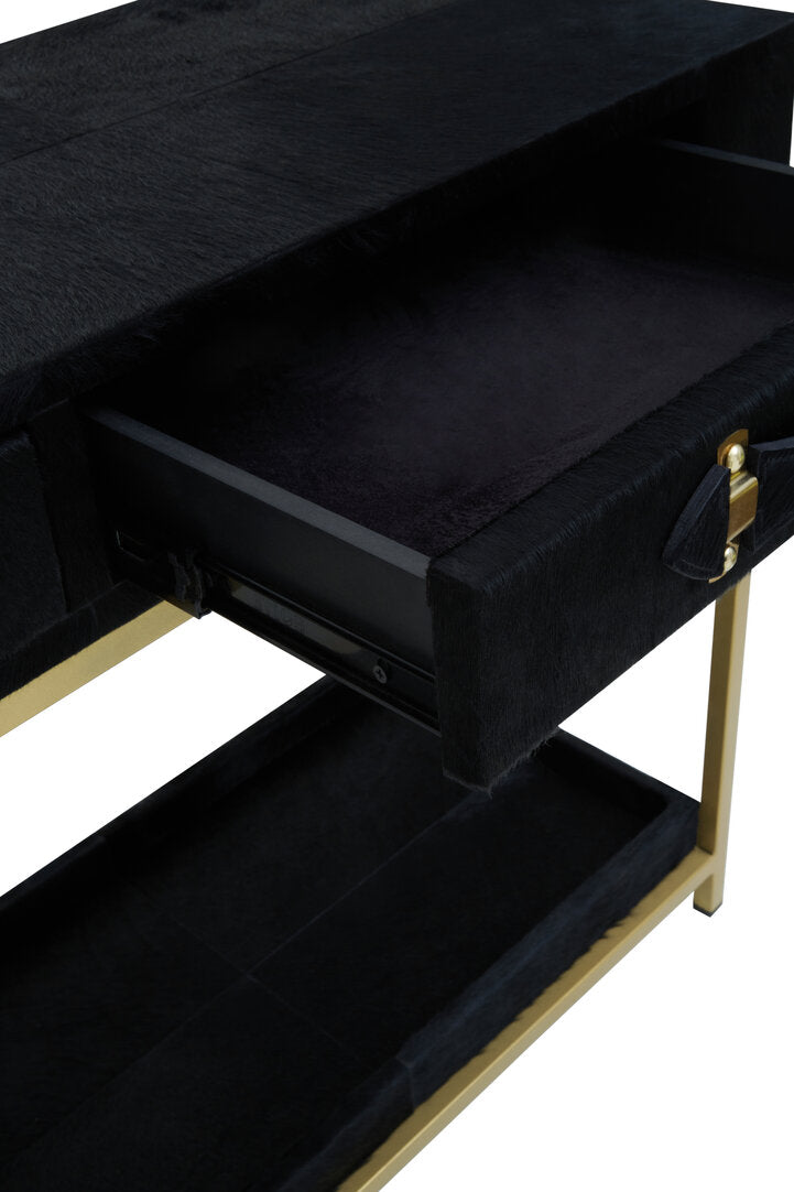 Vienna Townhouse Hair on Leather Two Drawer Console Table