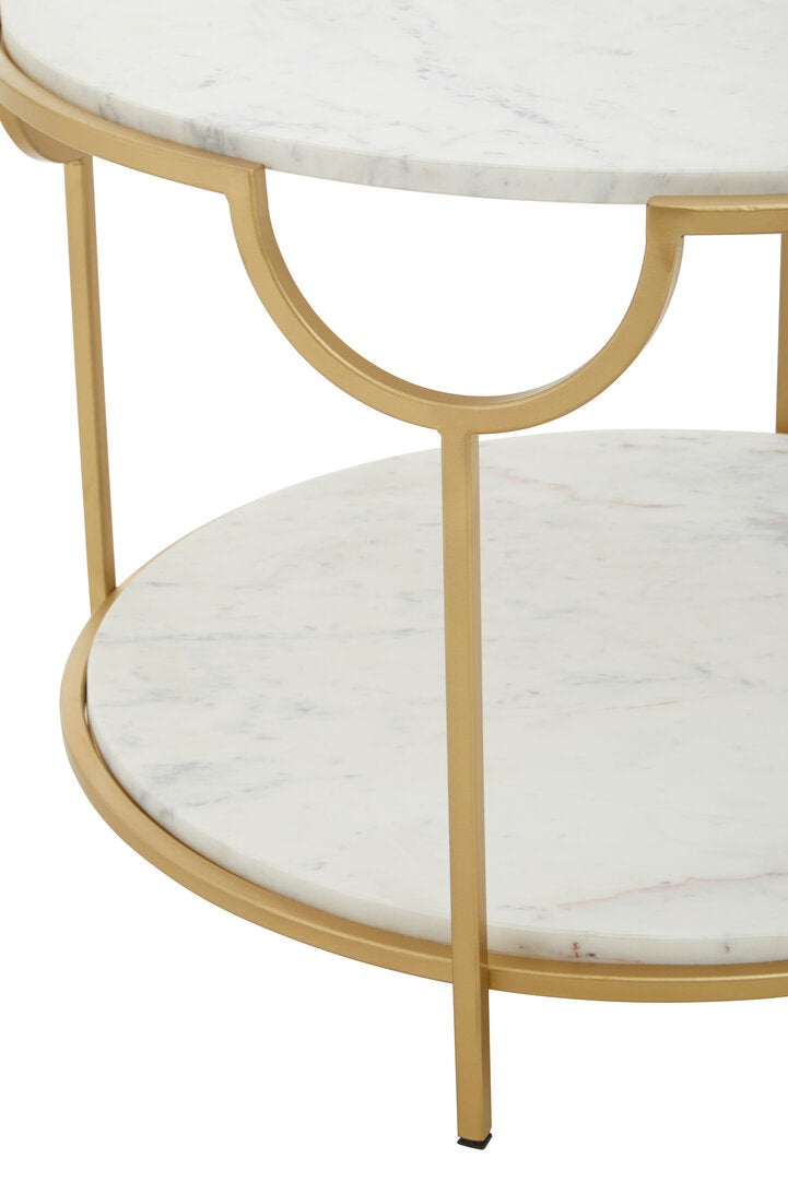 Chelsea Two Tier White And Gold Side Table
