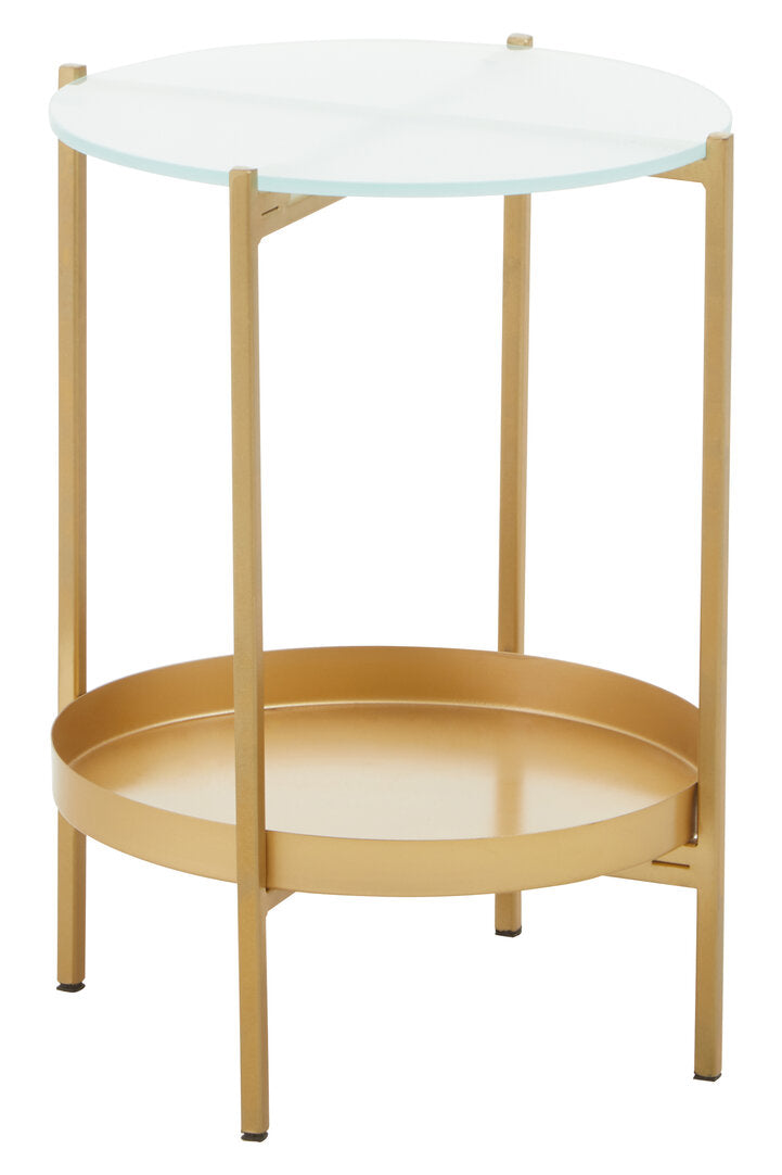 Chelsea Two Tier Glass And Iron Side Table